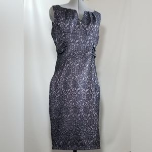 Adrianna Papell Purple Lace V Neck Dress